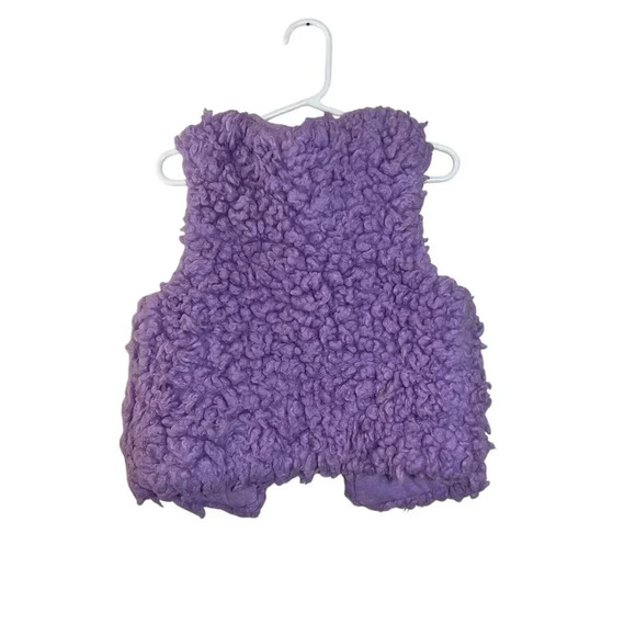 Cat & Jack Girls Purple Faux Fur Vest Size Medium 7-8 Party Formal Fun Fuzzy Top - Picture 3 of 4
